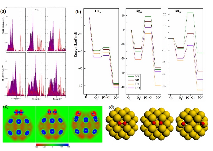 O2 Activation on metallic NPs: relativistic and dispersion effects