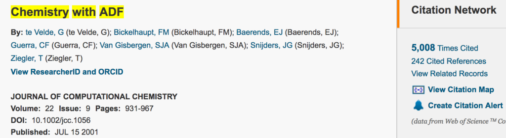 Chemistry with ADF cited 5000 times Software for Chemistry with ADF cited 5000 times Software for