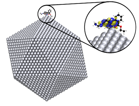 coupled TDDFT - atomistic electrodynamics model to study excitations in adsorbate-nanoparticle systems.